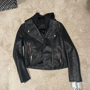 Blank NYC leather jacket with hood